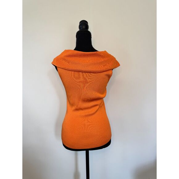 Dana Buchman 100% Silk Orange Floral Stretch Cap Sleeve Top Shirt Size Medium - Picture 4 of 4